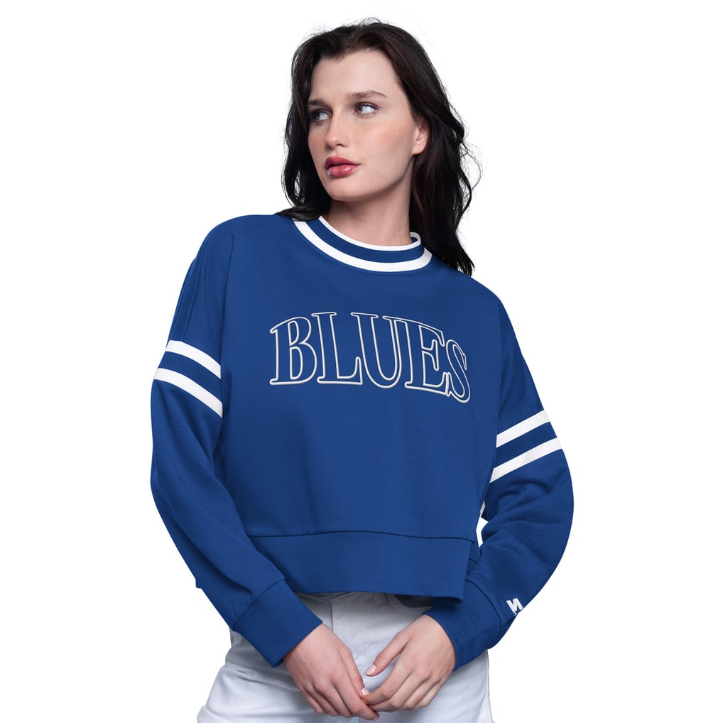  St. Louis Blues Starter Women's Power Play Cropped Pullover Sweatshirt - Blue